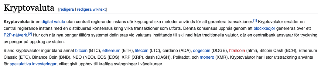 Wikipedia kryptovaluta