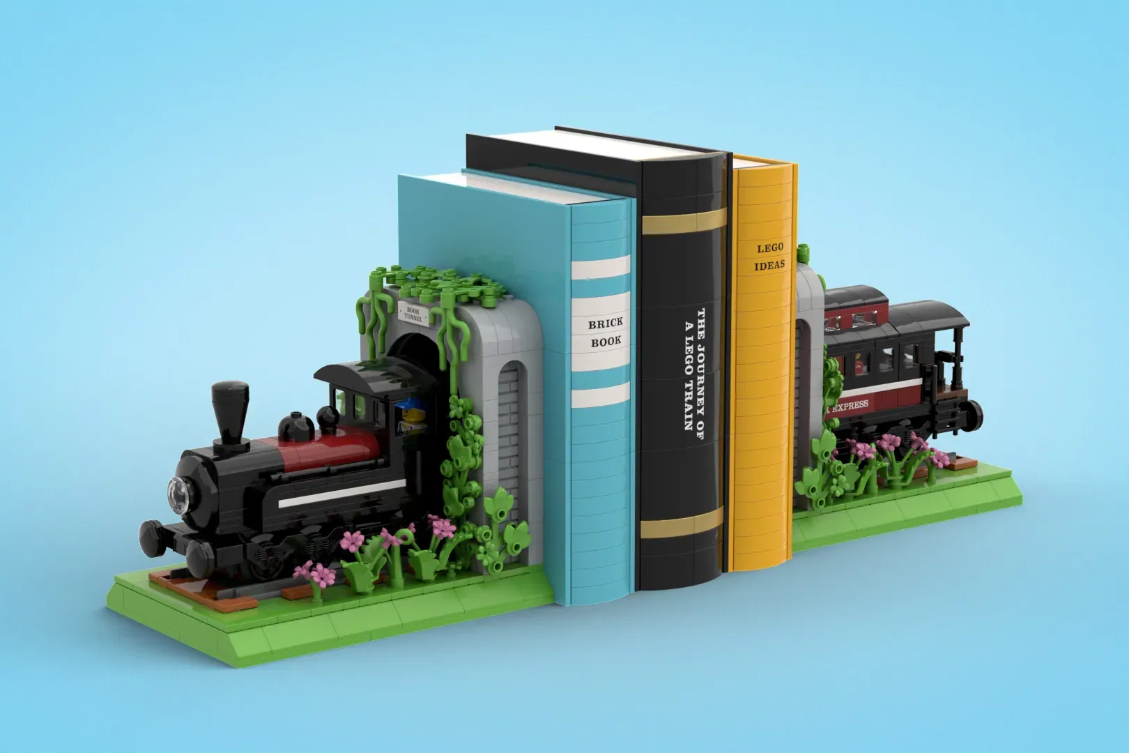 Lego ideas tåg-bokstöd
